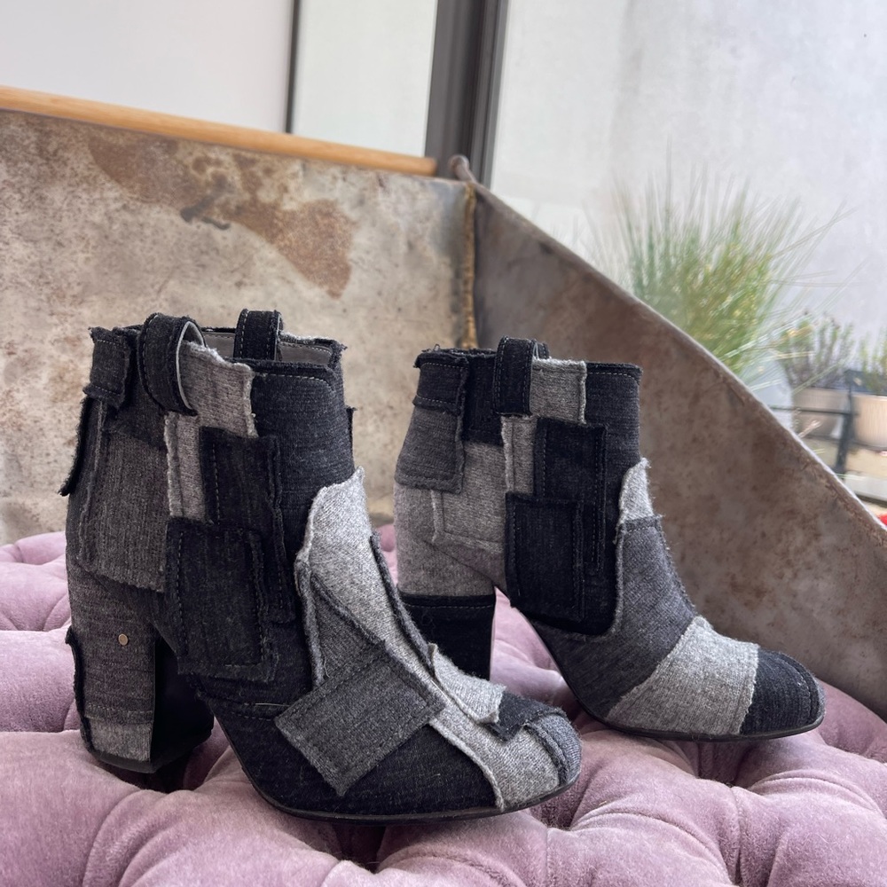 Laurence Dacade Patchwork Wool Ankle Boots original box